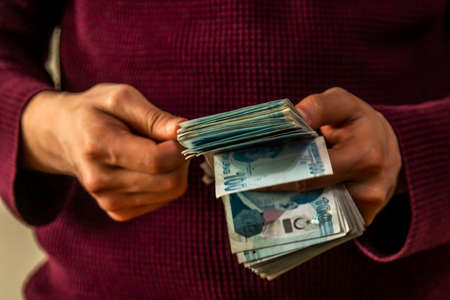 Turkish Lira, Turkish Money (Turkish Turk Parasi Lira)の写真素材