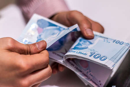 Turkish Lira, Turkish Money (Turkish Turk Parasi Lira)の写真素材