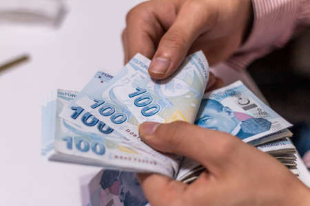 Turkish Lira, Turkish Money (Turkish Turk Parasi Lira)の写真素材