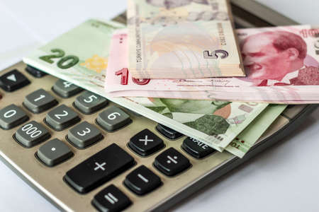 Turkish Lira, Turkish Money (Turkish Turk Parasi Lira)の写真素材