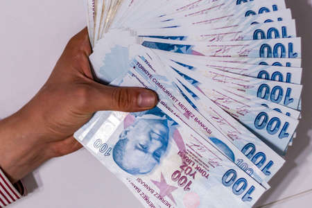 Turkish Lira, Turkish Money (Turkish Turk Parasi Lira)の写真素材