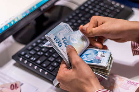 Turkish Lira, Turkish Money (Turkish Turk Parasi Lira)の写真素材