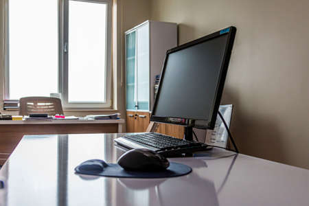 Desktop with panoramic viewの写真素材