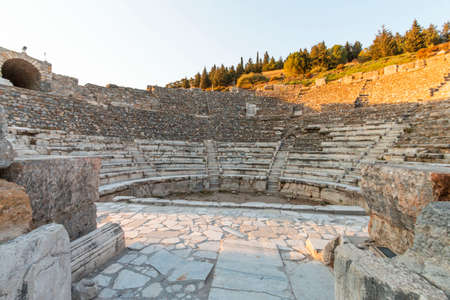 Ruins of Celsius Library in ancient city Ephesus, Turkey in a beautiful summer dayの写真素材
