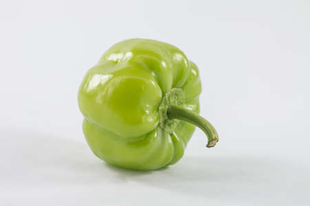 Green pepper on white background.の写真素材