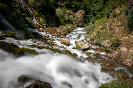 Tomara Waterfall and Visitors, National Nature Park, Gumushane, Siran District, Seydibaba Village.の写真素材