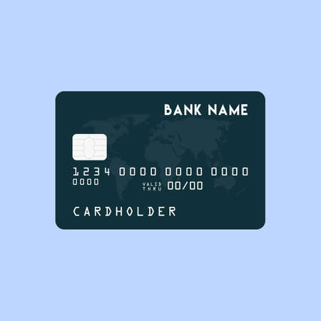 Vector illustration of detailed glossy black credit card isolated on white backgroundのイラスト素材