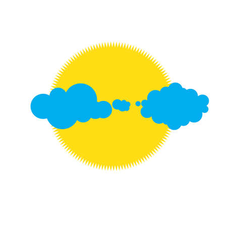 Vector work representing the weather (cloudy weather, sunny weather, rainy weather, rainbow, clouds, sun)のイラスト素材
