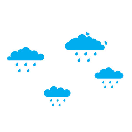 Vector work representing the weather (cloudy weather, sunny weather, rainy weather, rainbow, clouds, sun)のイラスト素材