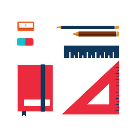 illustration of colorful office stationery supplies vector eps10のイラスト素材