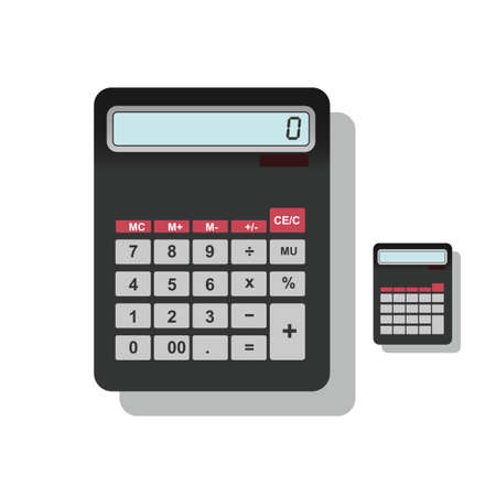 Electronic calculator, numerals written and empty calculator vector illustrationのイラスト素材