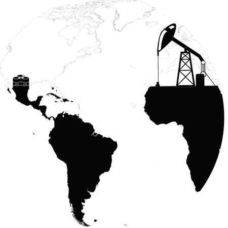 Fuel pump, oil stuck in half of the world, white background vector workのイラスト素材