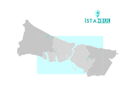 istanbul districts eyup, esenler, beykoz, uskudar, fatih, sile, kadikoy, maltepe, tuzla, bakirkoy, gaziosmanpasa, avcilar, esynyurt, buyukcekmece, silivri, beyoglu, oliveburnu, islands map, Turkeyのイラスト素材