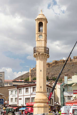 Historical clock tower in Bayburt city center, 17 July 2021, Bayburt, Turkeyのeditorial素材