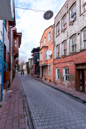 KADIRGA, ISTANBUL, TURKEY - DECEMBER 26, 2020: Historical Houses in KadÄ±rga Districtのeditorial素材