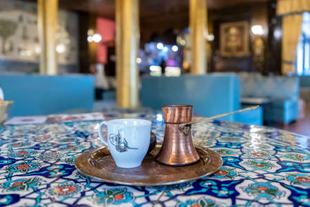 Historical Turkish coffee in the gulf district of Kocaeli, 31 October 2021, Kocaeli, Turkeyのeditorial素材