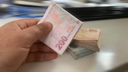 Euro currency banknotes background. European paper money backdrop with 100, 200 and 500 euros bills.