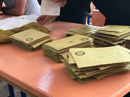 Counting of votes in the general elections Turkey, June 23, 2019, istanbul, Turkeyのeditorial素材