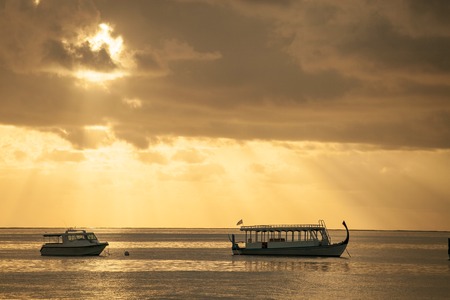landscape of the islands Maldives at sunset