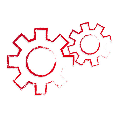 stylized vector red cogs  symbolのイラスト素材