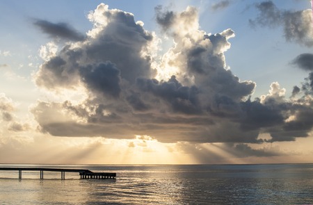 landscape of the islands Maldives at sunsetの写真素材