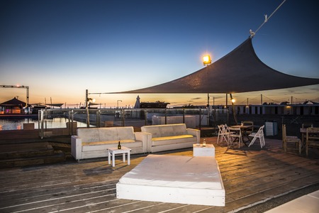 external ambient to relax in the poolside restaurant barの写真素材