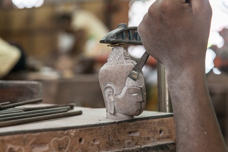 Local crafts of Cambodia handmade wood carved の写真素材