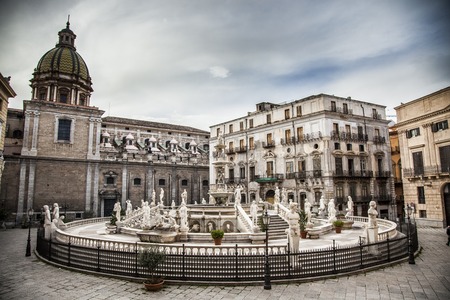 Sicily pretoria square, in the center of the city palermoのeditorial素材