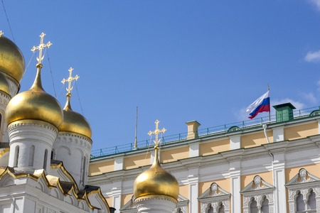 Architectonical details of Cathedral of the Annunciation, in moscow russiaの写真素材