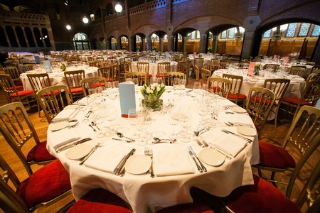 catering table set in Amsterdam Beurs Van Berlage