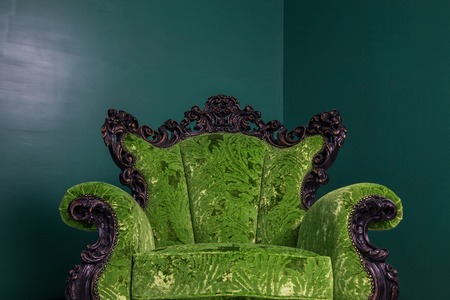 an classic armchair, color green,  vintage style