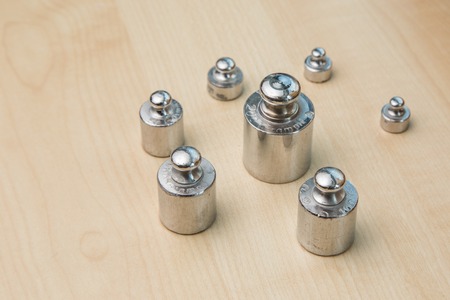series of steel weights, for precision balanceの写真素材