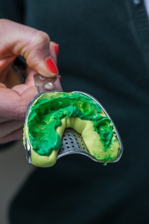 Silicone mold for the teeth close upの写真素材