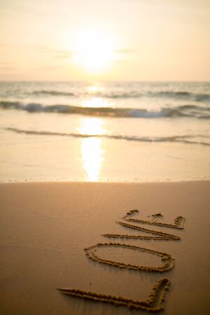 Girl wrote the word loveの写真素材