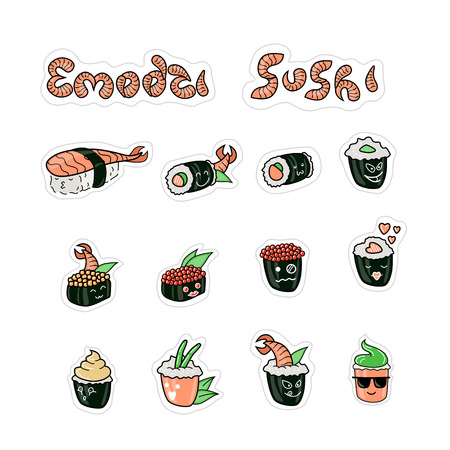 Great designed sushi illustrationsのイラスト素材