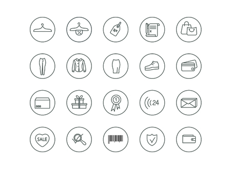 Simple set for any kind of clothes store or for orders on the web site, shopping discounts all icons are perfect understandable.のイラスト素材