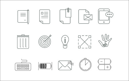 Simple icon set fifteen icons for communication , messages ,letters also can be used in many other ways.のイラスト素材