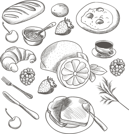 Detailed food sketch that can be used for illustrationsのイラスト素材