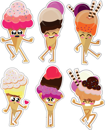 aSet of cute ice creams that can be used in various templatesのイラスト素材