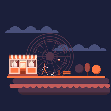 Great designed night park that can be used in various templatesのイラスト素材