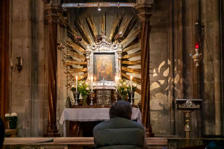 Vienna, Austria, 10/31/2019. In a church, believers are praying.のeditorial素材