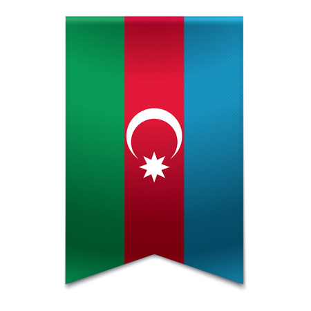 Realistic vector illustration of a ribbon banner with the azerbaijani flag  Could be used for travel or tourism purpose to the country azerbaijan in europe のイラスト素材