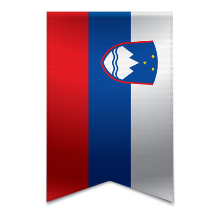 Realistic vector illustration of a ribbon banner with the slovenian flag  Could be used for travel or tourism purpose to the country slovenia in europe のイラスト素材