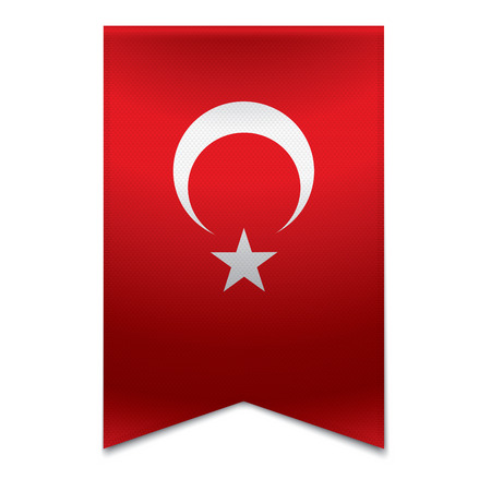Realistic vector illustration of a ribbon banner with the turkish flag  Could be used for travel or tourism purpose to the country turkey in europe のイラスト素材