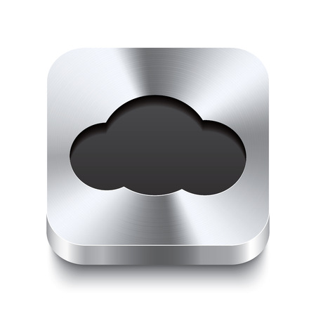 Realistic 3d vector illustration of a square metal button with a cloud icon  This brushed steel button is the perfect switch for navigation in any user interface のイラスト素材