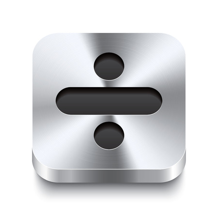 Realistic 3d vector illustration of a square metal button with a minus icon  This brushed steel button is the perfect switch for navigation in any user interface のイラスト素材