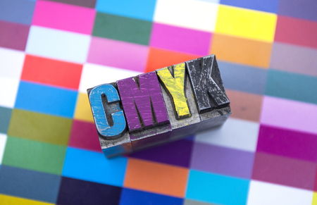 Metal types with cmyk with a proofの写真素材