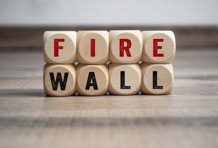 Cubes and dice with term FIREWALLの写真素材