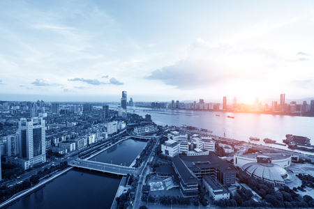 Shenzhen Bay buildings and skylineの写真素材