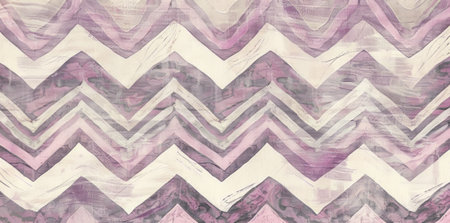 A chevroned pattern featuring alternating pink and white colors, creating a playful and whimsical design. The geometric shapes intersect in a dynamic way, adding a modern touch to any space.の素材